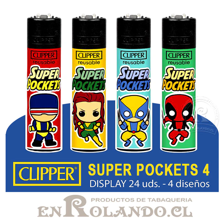Encendedor Clipper Colección Super Pockets 4 - 24 Uds. Display 1