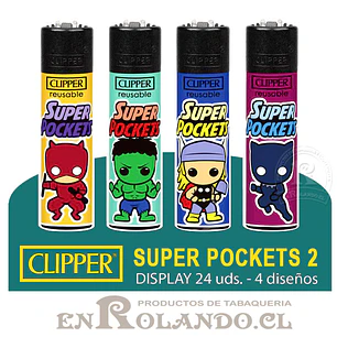Encendedor Clipper Colección Super Pockets 2 - 24 Uds. Display