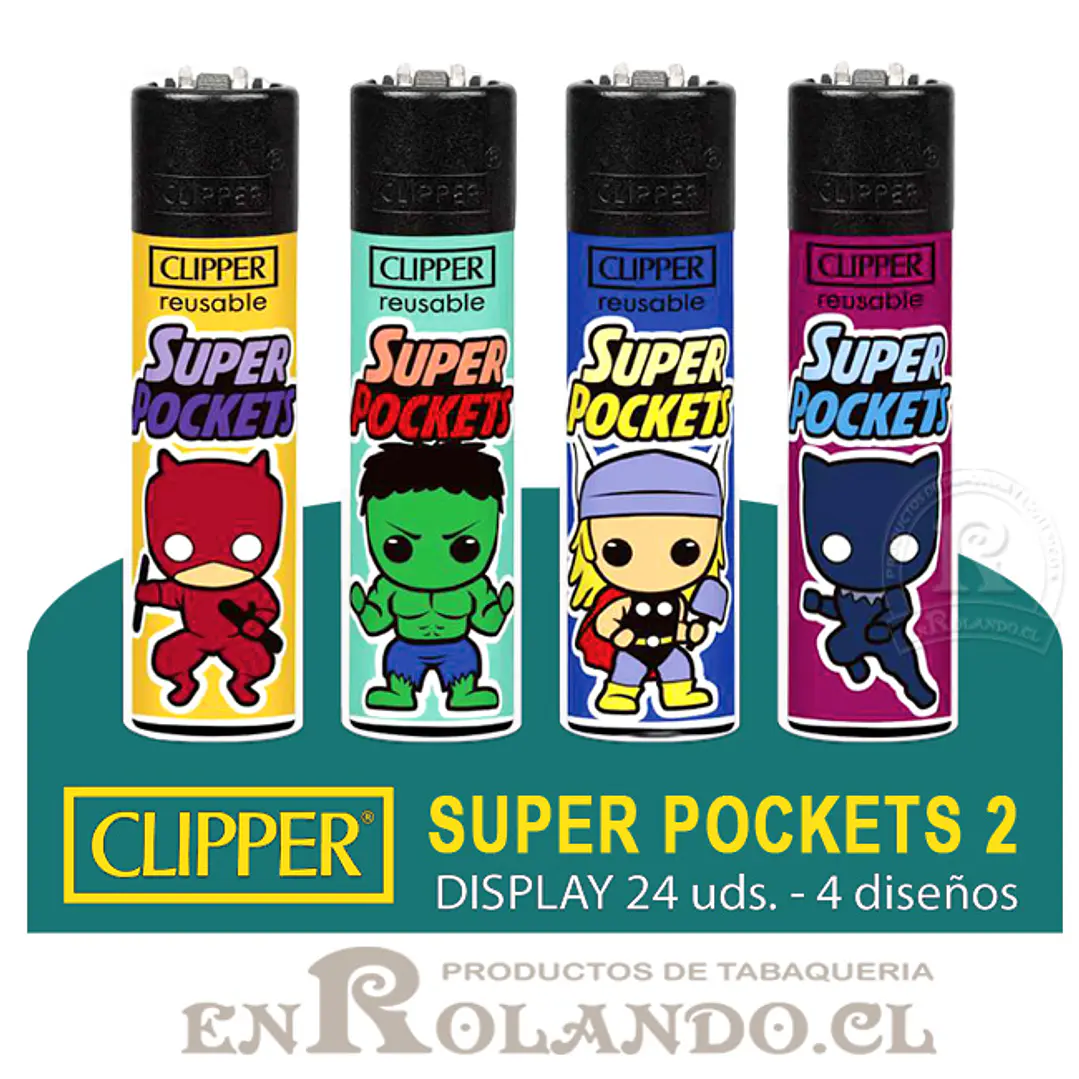 Encendedor Clipper Colección Super Pockets 2 - 24 Uds. Display 1