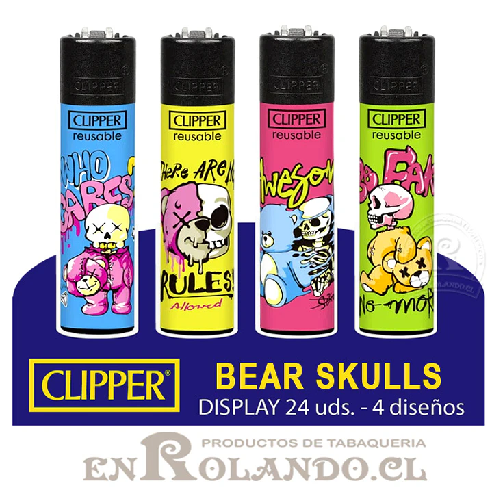 Encendedor Clipper Colección Bear Skulls - 24 Uds. Display 1