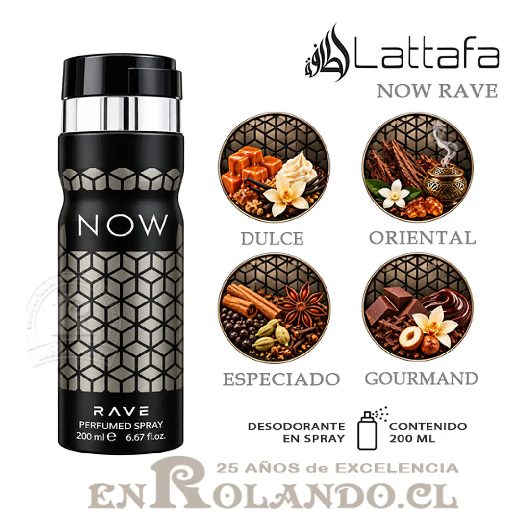 Lattafa Now Rave Desodorante 200 ml ($3.490 x Mayor)  1