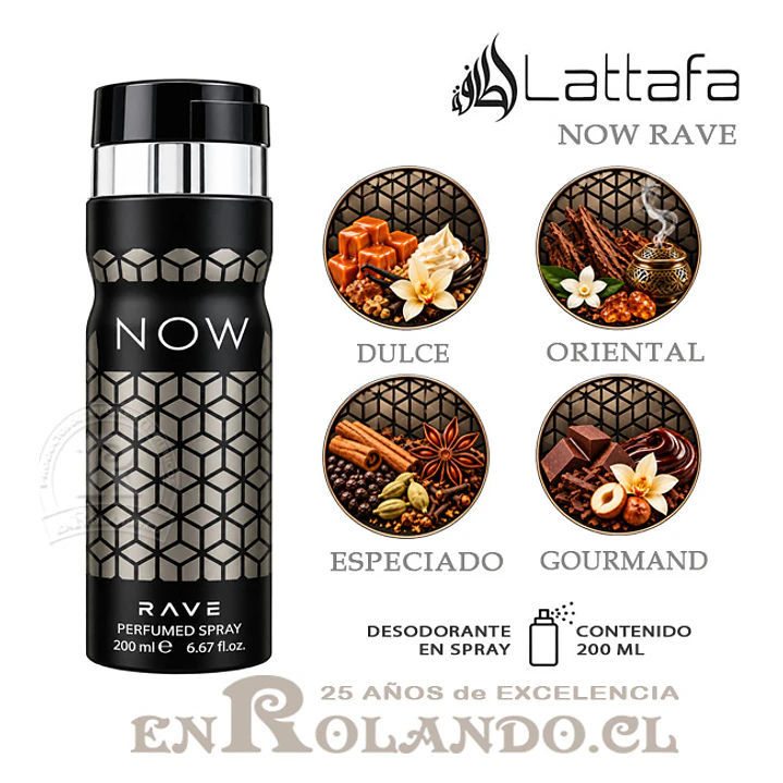 Lattafa Now Rave Desodorante 200 ml ($3.490 x Mayor)  1