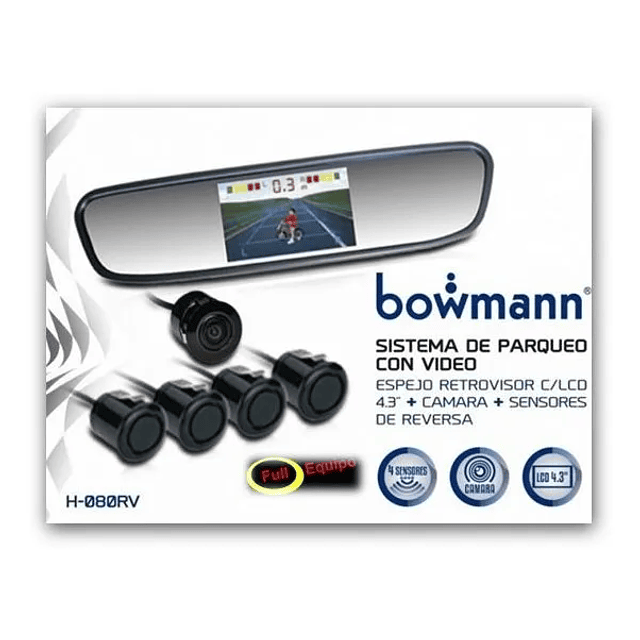 Espejo Retrovisor Camara Hd Con Sensor Retroceso Bowmann