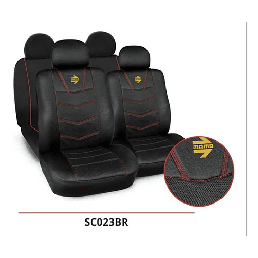 Funda De Asientos Momo 10pcs Poliester Suave Negro Rojo 2