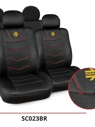 Funda De Asientos Momo 10pcs Poliester Suave Negro Rojo
