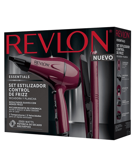Combo Secador Y Alisador De Viaje Revlon 2000w