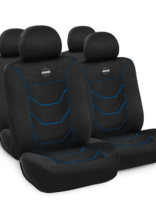 Funda Asiento Momo Negro Con Lineas Azules tela elasticada 