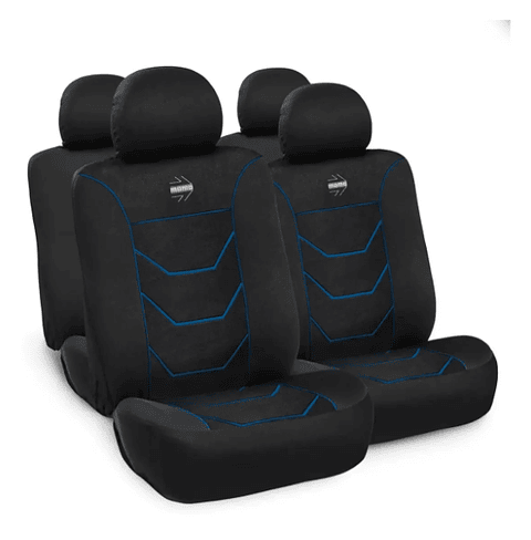 Funda Asiento Momo Negro Con Lineas Azules tela elasticada 