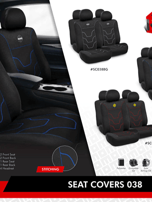 Funda Asiento Momo Negro Con Lineas Azules tela elasticada 