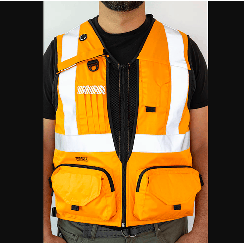 Chaleco Geólogo Minero Naranjo 360 Alta Visibilidad 2