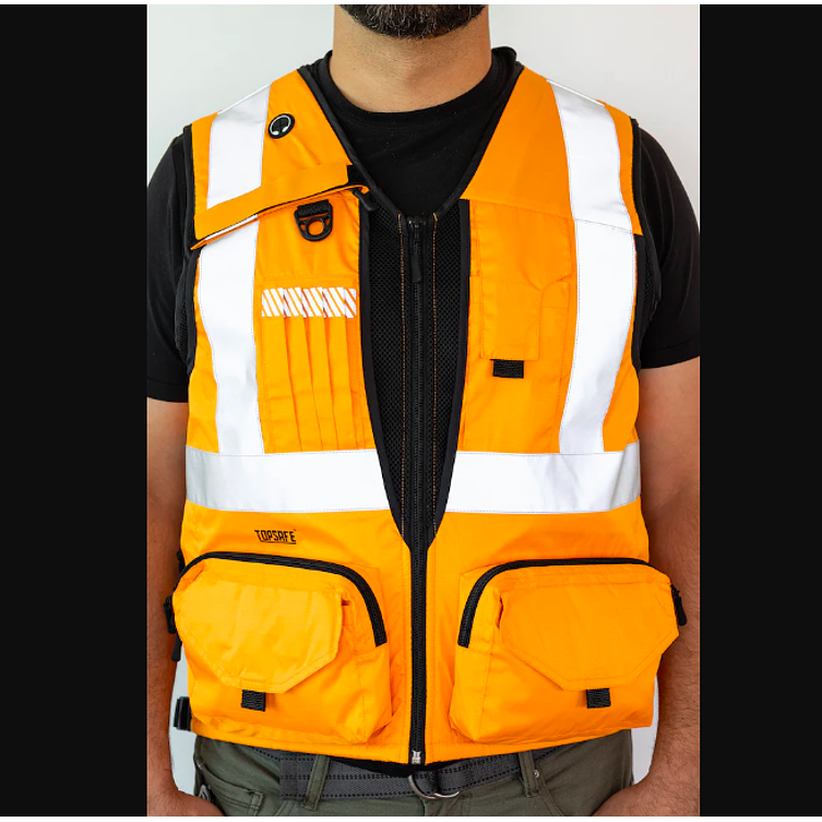 Chaleco Geólogo Minero Naranjo 360 Alta Visibilidad 2