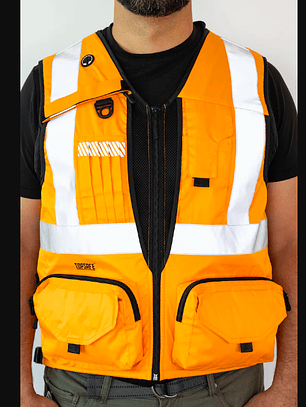 Chaleco Geólogo Minero Naranjo 360 Alta Visibilidad