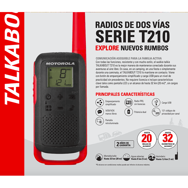 Radio Motorola Walkie-talkies Talkabout T210