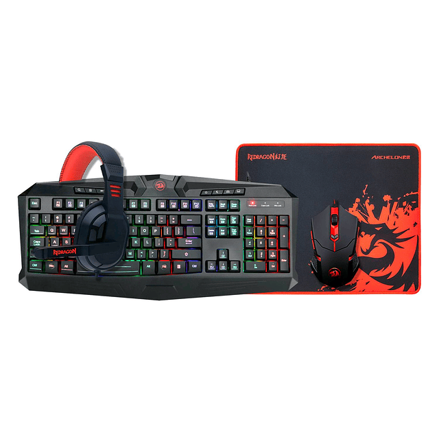 Kit Gamer Redragon 4 En 1 S101BA Teclado Mouse Audifono Pad