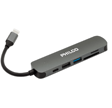 Hub Adaptador Usb C 6 En 1 Philco Hdmi 4k Sd Usb 3.0