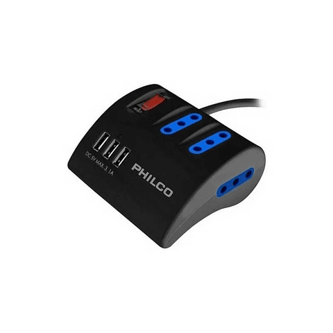 Alargador Extension Philco 3 Posiciones Y 3 Usb 2043n