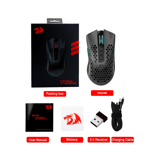 Mouse Redragon M808-ks Storm Pro, 8 Botones Wireless Usb-c