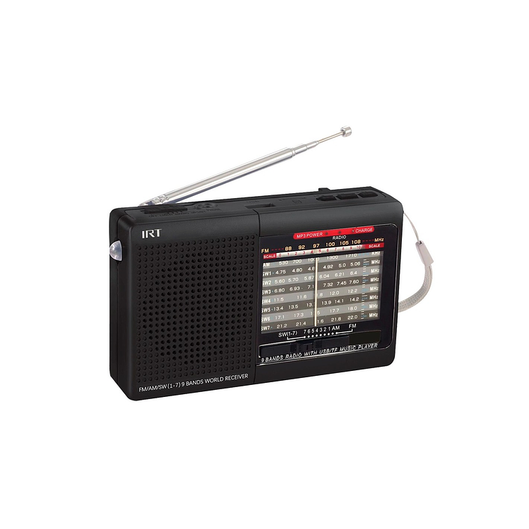 Radio Portatil Irt Am/fm/sw/usb/msd 9 Bandas Negra 1