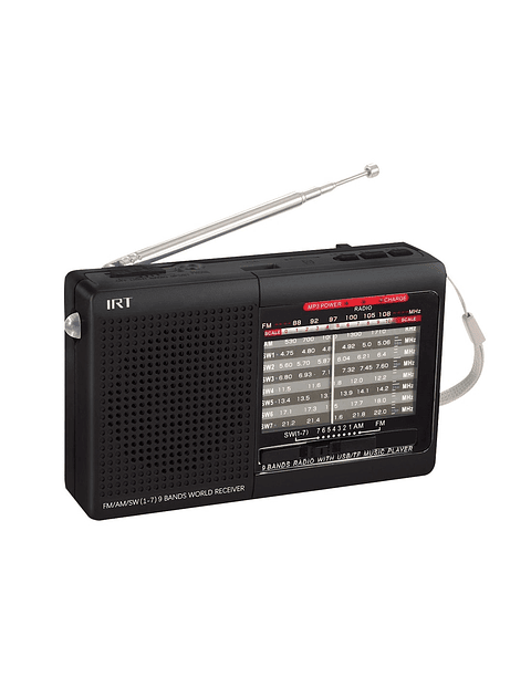 Radio Portatil Irt Am/fm/sw/usb/msd 9 Bandas Negra