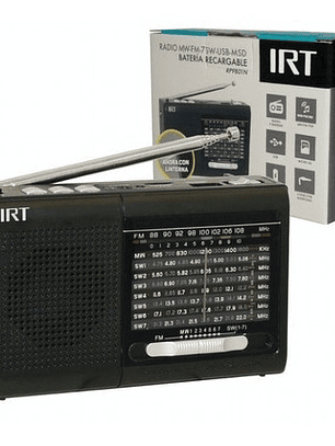 Radio Irt Fm/am/sw Usb/ Msd Con Bateria Recargable