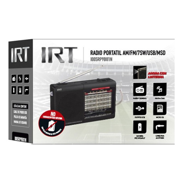 Radio Irt Fm/am/sw Usb/ Msd Con Bateria Recargable 6