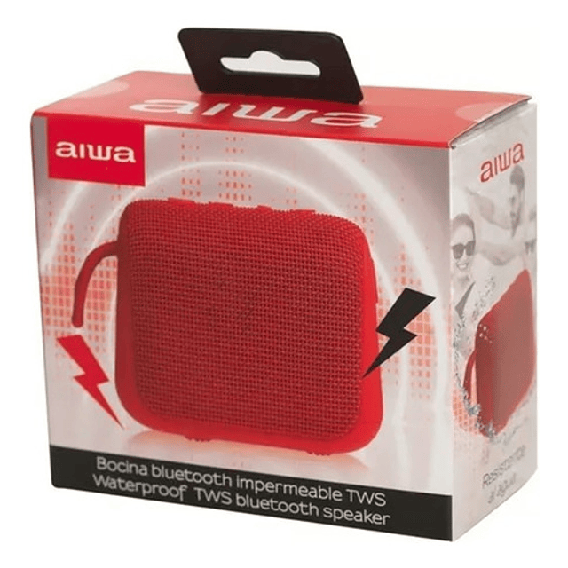 Parlante Portatil Aiwa Impermeable Ipx6 Radio Fm Aw-kf3 Rojo