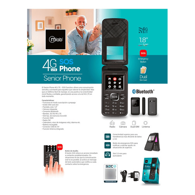 Telefono Celular Senior Sos 4g Mlab 9312 Dual Sim