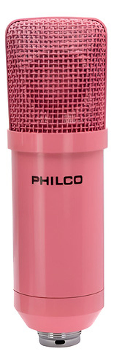 Kit Studio Micrófono Con Soporte Stand Philco Rosa Rosa Chicle