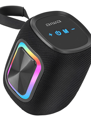 Parlante Bluetooth Aiwa 12w Radio Fm Luz Rgb Aw-kb61 Color Negro