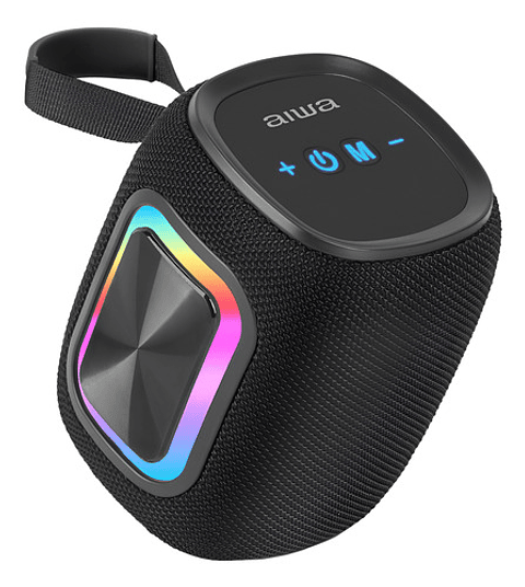 Parlante Bluetooth Aiwa 12w Radio Fm Luz Rgb Aw-kb61 Color Negro