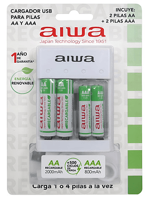 Cargador De Pilas Aa Y Aaa Aiwa Dc 5v 1,5a 5 Vcc 1,5a Blanco