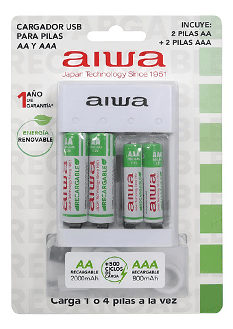 Cargador De Pilas Aa Y Aaa Aiwa Dc 5v 1,5a 5 Vcc 1,5a Blanco