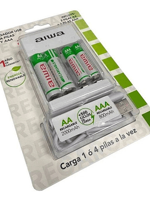 Cargador De Pilas Aa Y Aaa Aiwa Dc 5v 1,5a 5 Vcc 1,5a Blanco