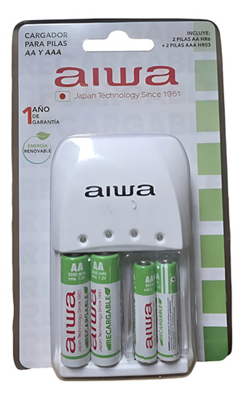 Cargador De Pilas Aiwa Con 4 Pilas Incluidas Bc-0905a