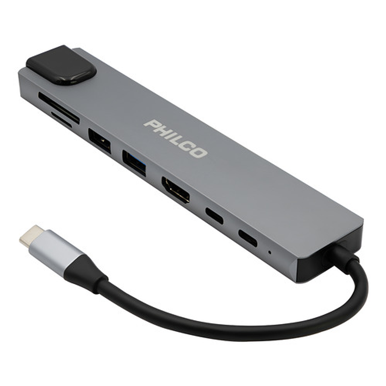 Hub Adaptador Multifuncion 8 En 1 Usb-c Philco Color Negro Negro 1