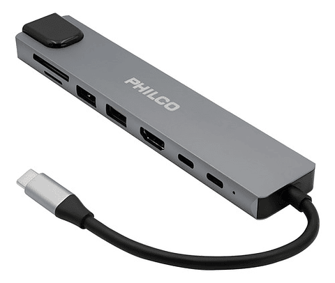 Hub Adaptador Multifuncion 8 En 1 Usb-c Philco Color Negro Negro