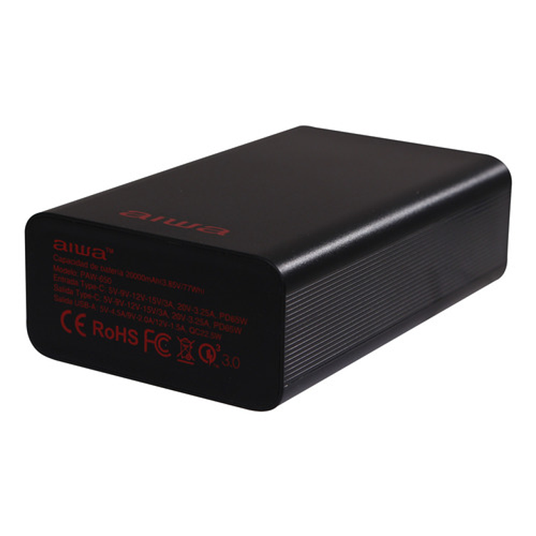 Batería Cargador Portátil Aiwa 20.000 Mah 65w Paw-650 Color Negro 2