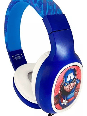 Audífonos Para Niños Marvel Capitán America Alámbrico Azul