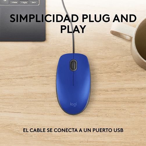 Mouse Alambrico Usb Logitech M110 Blue Silencioso Color Azul Azul 3