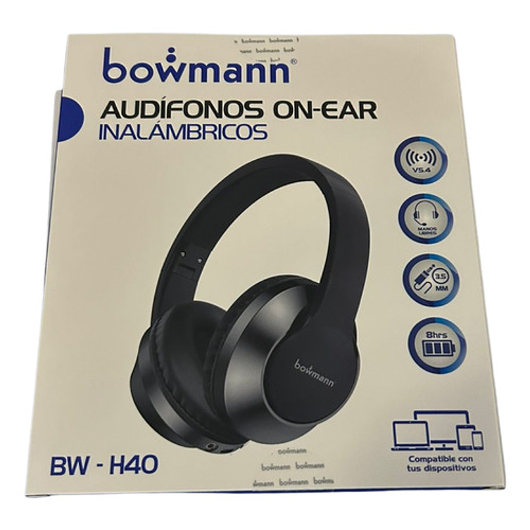 Audífonos On Ear Bowmann Con 8 Horas De Autonomía Bw-h40 Negro 4
