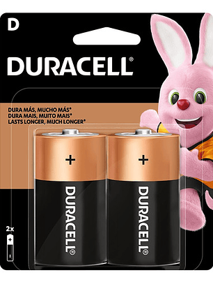 Pila Duracell Tipo D, (2 Pilas, Batería Grande, Dura Más)