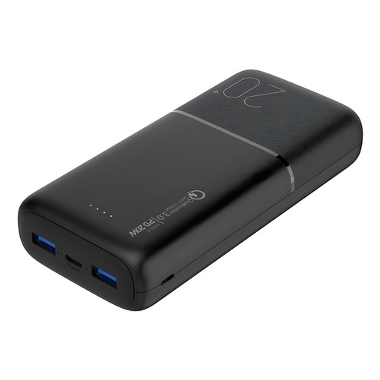 Bateria Externa De Carga Rápida 20w 20.000 Mah Dusted Negra Color Negro 1