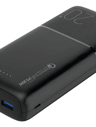 Bateria Externa De Carga Rápida 20w 20.000 Mah Dusted Negra Color Negro