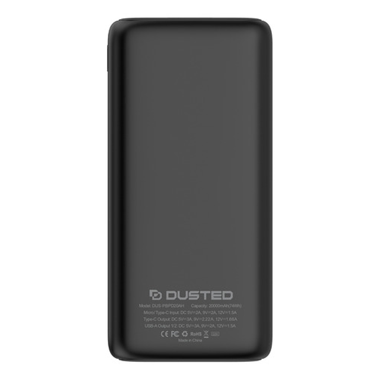 Bateria Externa De Carga Rápida 20w 20.000 Mah Dusted Negra Color Negro 3