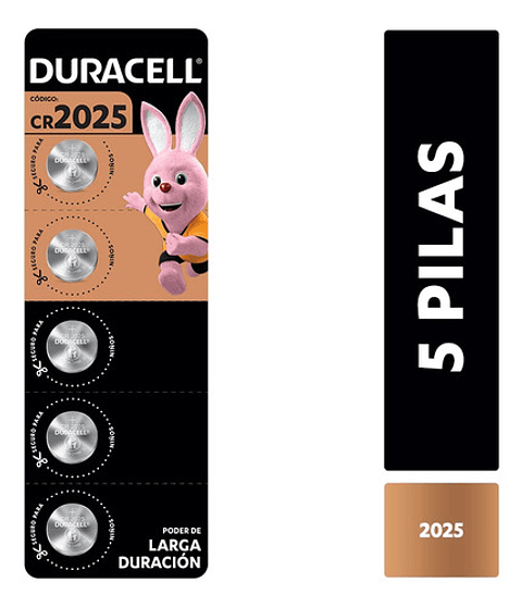 Pila Botón Duracell Cr2025 Tira X 5 Unidades