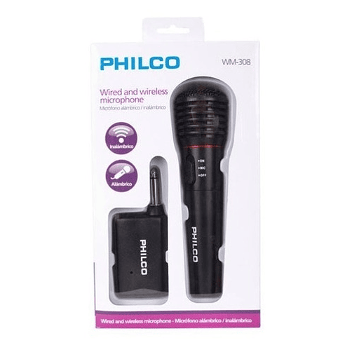 Microfono Karaoke Alambrico Inalambrico Philco Wm-308  Negro 4