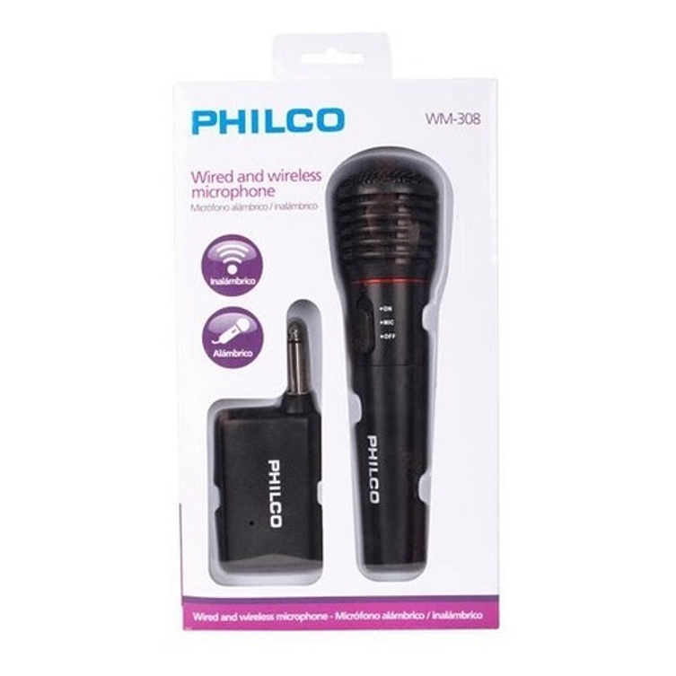 Microfono Karaoke Alambrico Inalambrico Philco Wm-308  Negro 4