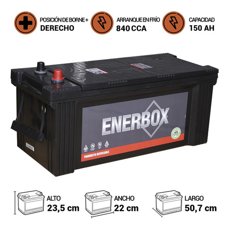 Batería Enerbox Mf160g51 150ah 840cca Derecho 3