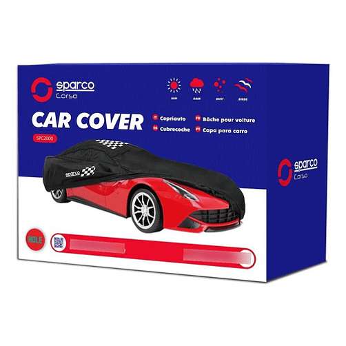 Funda Cubre Auto Sparco Negra Racing Universal Spc2000s Negro 3