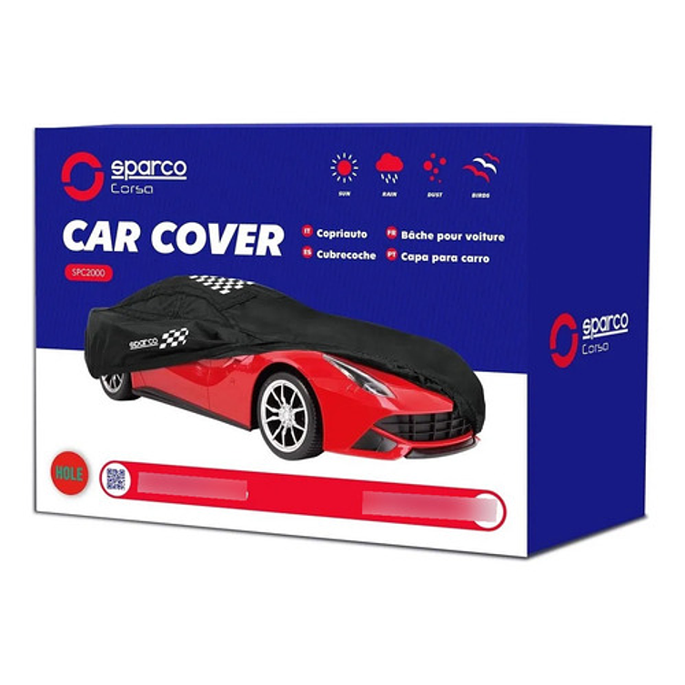 Funda Cubre Auto Sparco Negra Racing Universal Spc2000s Negro 3